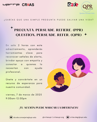 Promoción taller pregunta, persuade y refiere